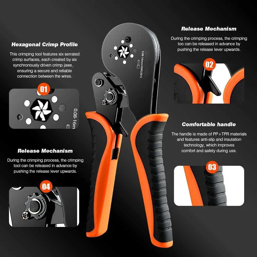 Ferrule Crimping Tool kit AWG30-5 Self-Adjusting Wire Ferrule Crimper Set 2200PCS Wire End Terminals