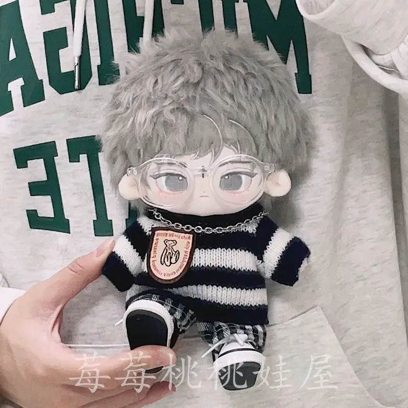 20cm baby clothes, navy blue striped sweater, cotton doll clothes, chubby body changing doll clothes 2
