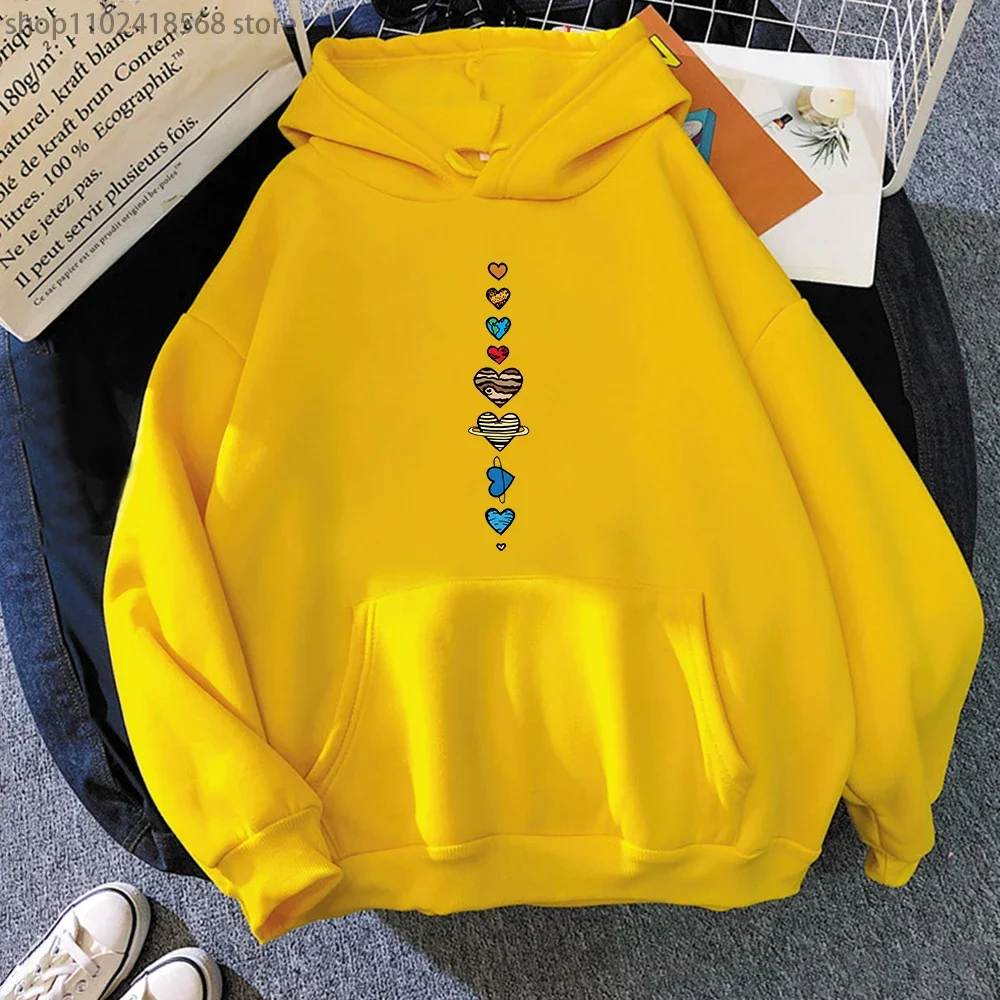 Lovely Coloured Planets Hoodies Girls Valentine's Day Sweatshirt Men Aesthetic Clothes Long Sleeve Tops Kawaii Streetwear Women