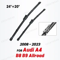  Wiper LHD Front Wiper Blades For Audi A4 B8 B9 Allroad 2008 - 2023 Windshield Windscreen Window Car Rain Brushes 24"+20" 1