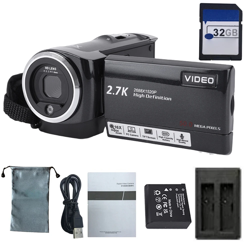 2.7k filmadora 2.8 polegadas tela de rotação de 270 graus câmera de vídeo filmadora gravador de vídeo filmadoras para gravação de viagens ao ar livre 7