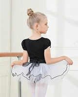 Ballet Tutu Dress Girl Short Sleeve Ballerina Costume Kids Toddler Ballet Outfit Cotton Dance Leotards with Tutu Skirts 2