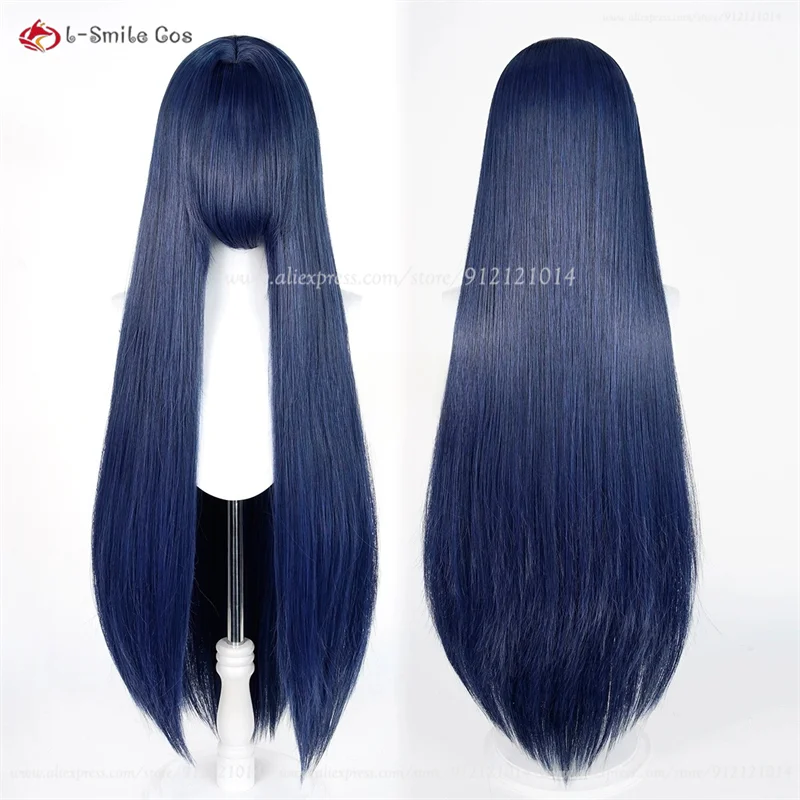 100cm Long Scalp Wig mit Pony Schwarz Weiß Blau, Cosplay Perücke Damen, Hitzebeständig, Synthetik Haar, Halloween 19 100cm Long Scalp Wig mit Pony Schwarz Weiß Blau, Cosplay Perücke Damen, Hitzebeständig, Synthetik Haar, Halloween 8