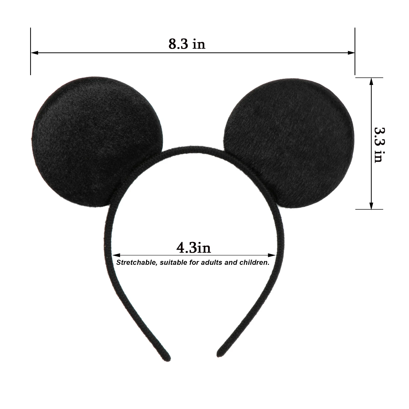 CHuangQi 2pcs Mouse Ears Headband with Bow, Mickey Minnie Ears Headband for Boy / Girl Birthday Party, Great Party Favors