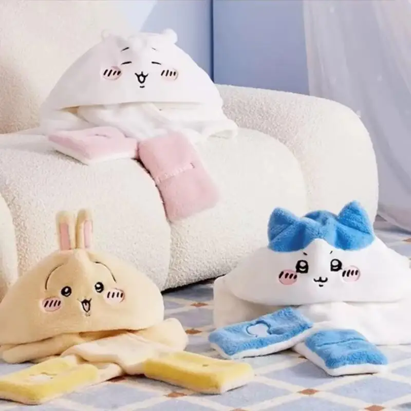 Anime Chiikawa Plüsch Schal Hut Handschuhe Integriertes Design Kawaii Usagi Mädchen Warme Winter Plüsch Hut Dicker Schal Festival Geschenk