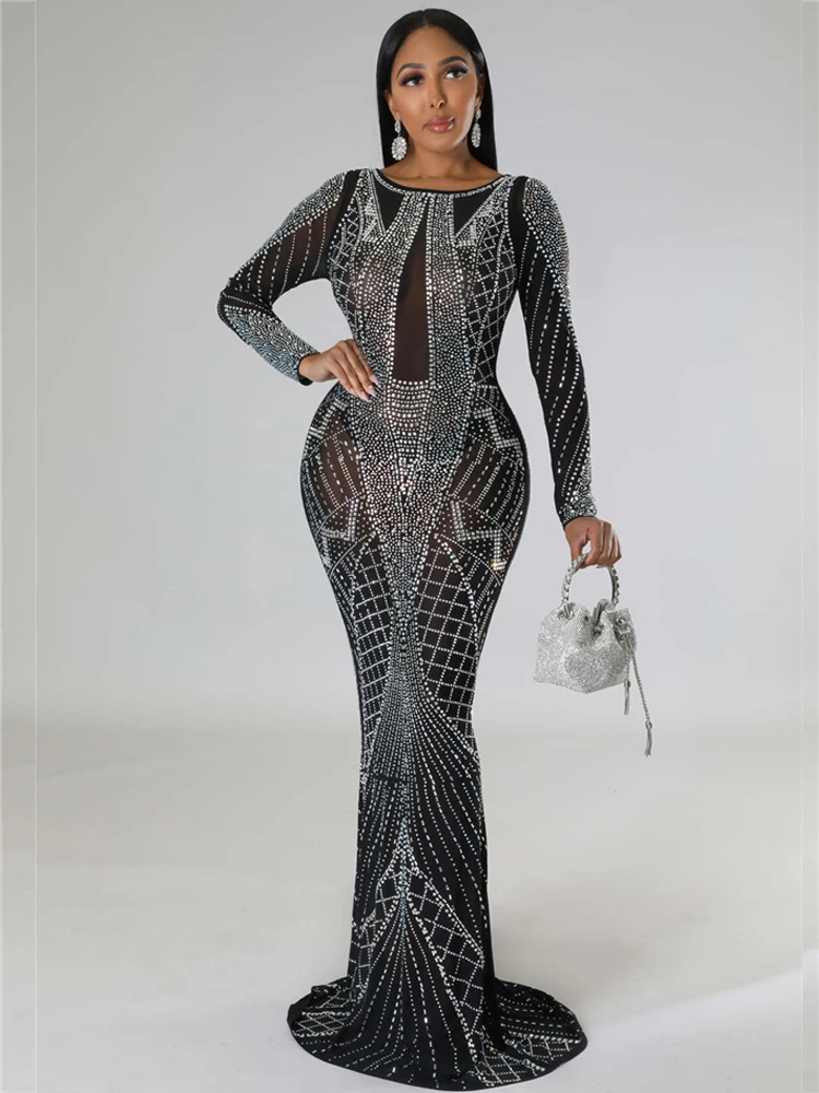 Sequin Bodycon Maxi Party Dress Dresses Glitter Maxi Dress Sleeves