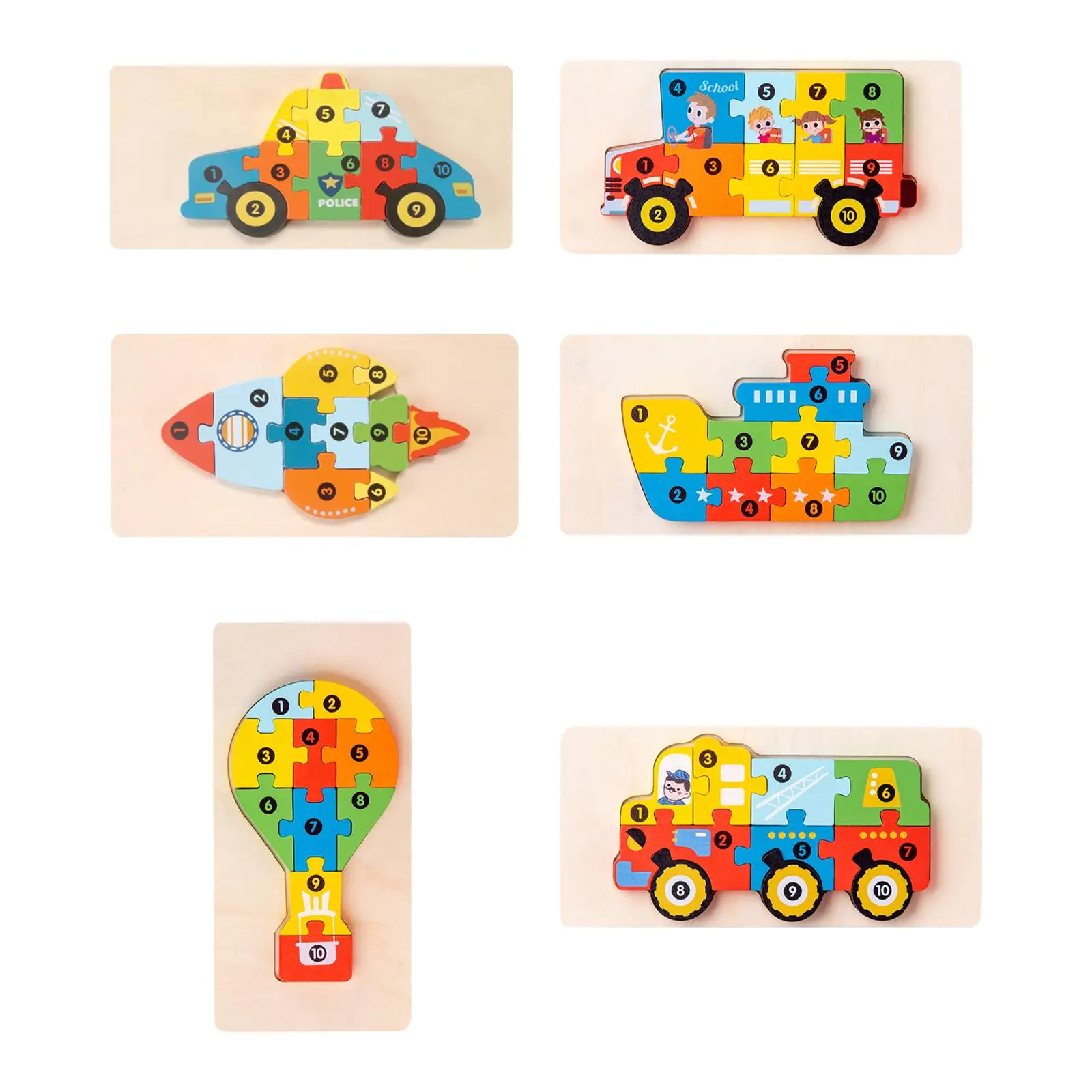

Wooden Puzzles for Toddlers 1-3 Vehicle Puzzle Toys Jigsaw Puzzle Montessori Toys for Preschool Kids Gifts Kindergarten Age 3+