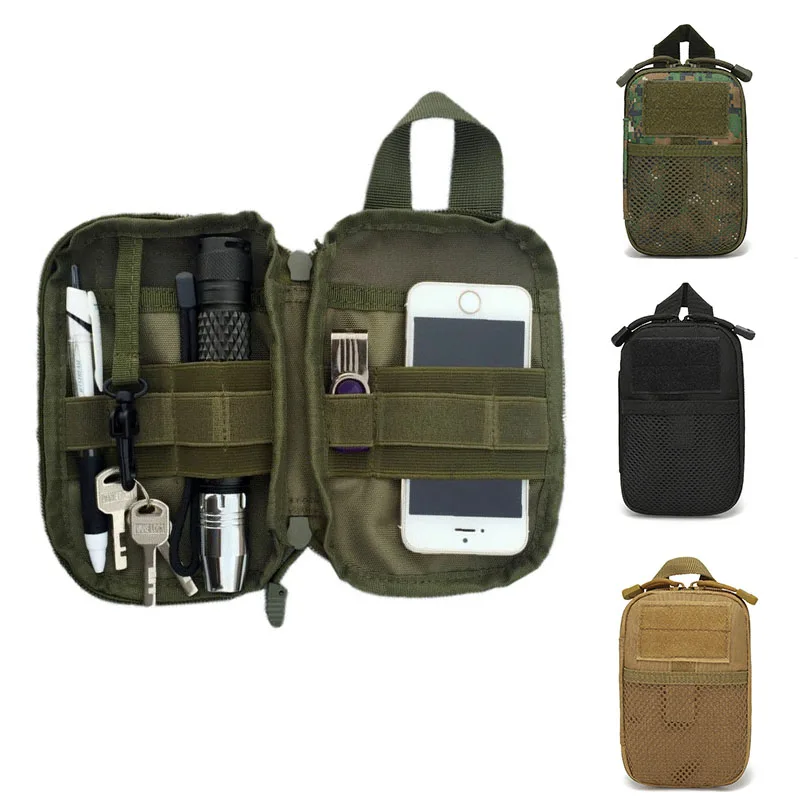 소형 MOLLE EDC 파우치 전술 허리 가방 구급상자 휴대폰 케이스 홀더 야외 사냥 하이킹 수납 파우치