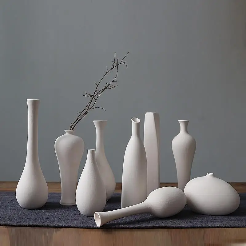 Nordic Modern Vegetarian Ceramic Vase Home Living Room Decoration Ornaments Dried Flower Arrangement Retro Pastoral Vase Crafts 3