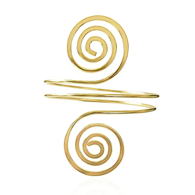 Alloy Spiral Armband Swirl Upper Arm Cuff Armlet Bangle Bracelet Egyptian Costume Accessory for Women Gold Silver Color