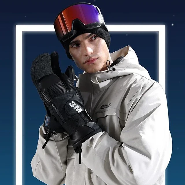 Professional Ski Gloves Kevlar Snowboarding Mittens Wrist Guard Anti-slip  Waterproof Cycling Goatskin Cold-proof Snow Gloves - AliExpress