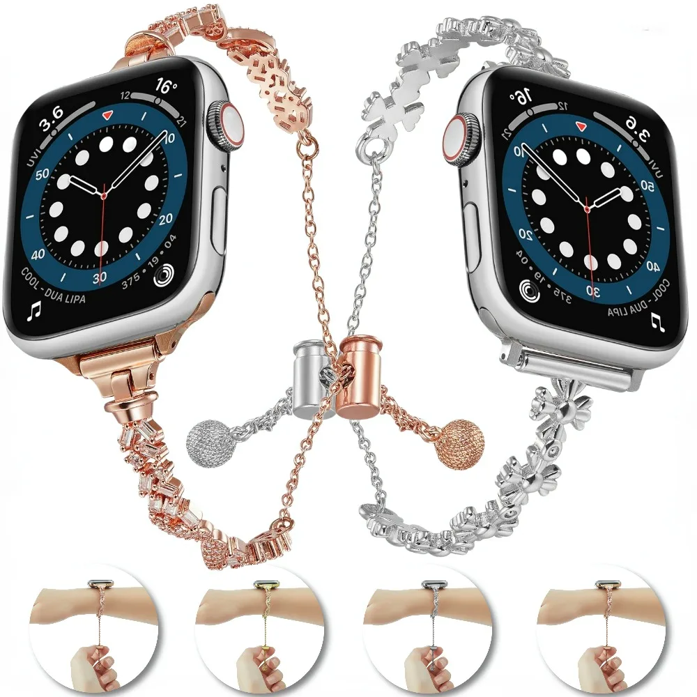 

Metal Strap for Apple Watch Band 44mm 40mm 45mm 41mm 42mm 38mm 49mm Women's Bracelet iWatch Series Ultra 9 8 7 6 5 4 3 SE Strap