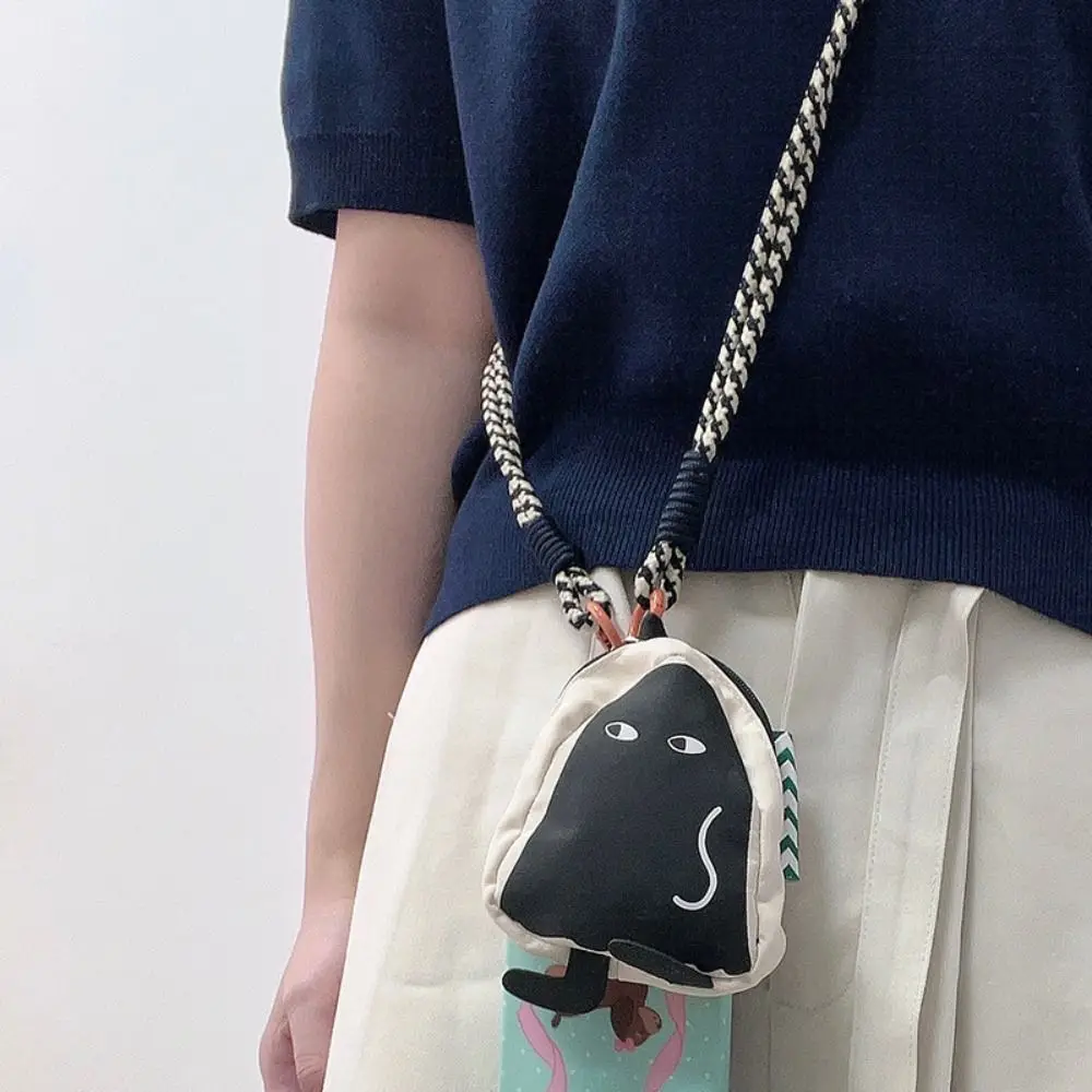 Cute Anti-Lost Lanyard Coin Purse Cartoon Nylon Money Bag Small Wallet Girl Boy