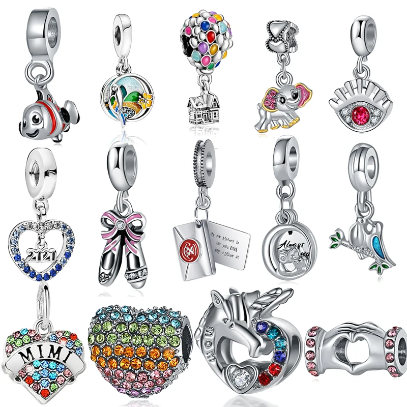

Crystal Charms Fit 925 Original Brand Bracelet Charms Women Silver Eye Animal Love Heart Charm Pendant Beads DIY Jewelry Making