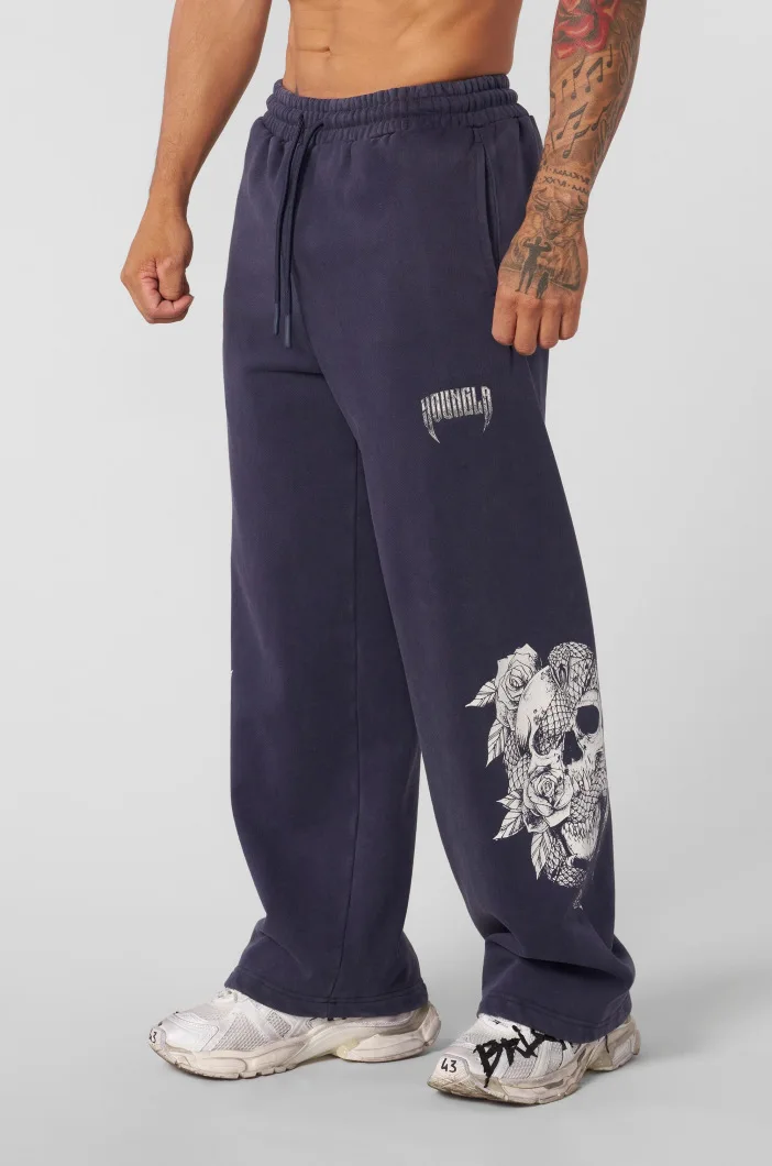 2024 leisure sweatpants gym bodybuilding running training pants cotton terry printed bouquet foot pants 2