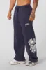 2024 leisure sweatpants gym bodybuilding running training pants cotton terry printed bouquet foot pants 2
