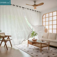 Modern Deco Linen Look Solid Home White Sheer European Style Window Curtains Grommet S Wave for Living Room Bedroom 6