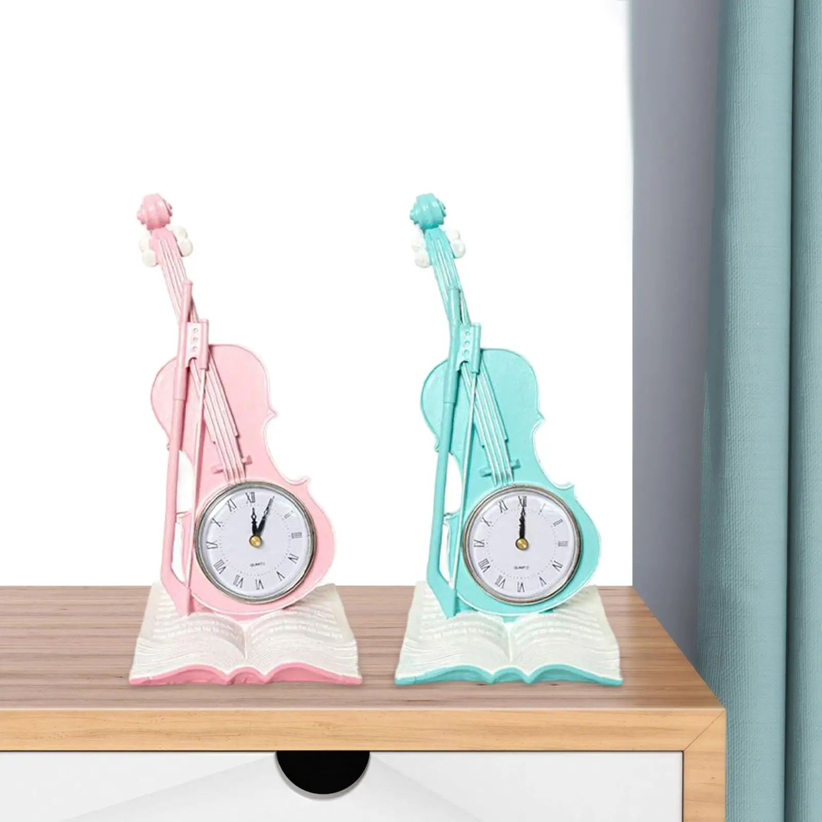 

Настольные часы для скрипки в ретро-стиле, идеальный подарок, статуя для музыкальных инструментов и скрипки для балкона, настольное украшение для полки
