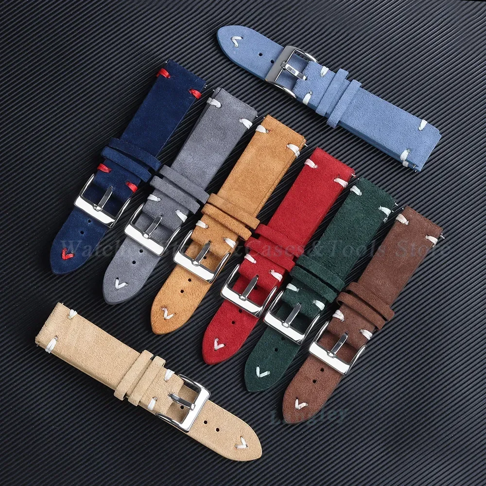 Vintage Handmade Suede Soft Watch Strap with Quick Release
