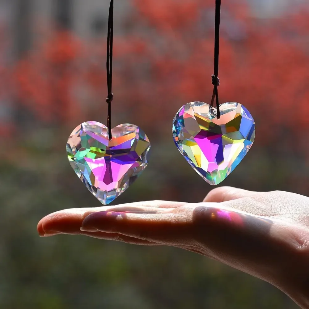Suncatcher Heart Pendant Rainbow Crystal Window Hanging Prism Home Decoration Lovers Valentine's Day Gifts 2