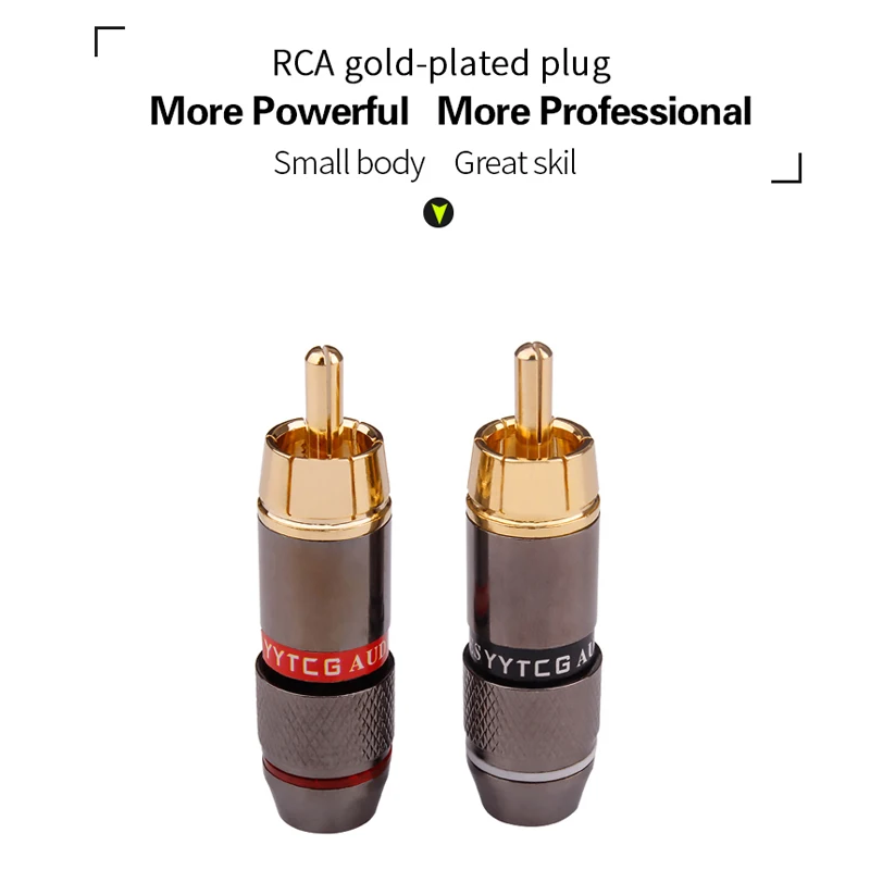 Yytcg-rca Conectores de Áudio Conector Banhado a Ouro Lotus Head Video Support Cabo de mm Rca Macho Plug Adaptador Cabos Hifi Pcs - Image 6
