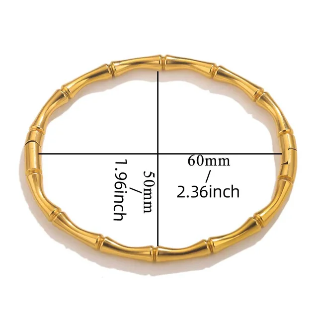 Stainless Steel Gold Color Bamboo Cuff Bracelets Bangles for Woman Wedding Female Luxury Bracelets Jewelry Gift 6