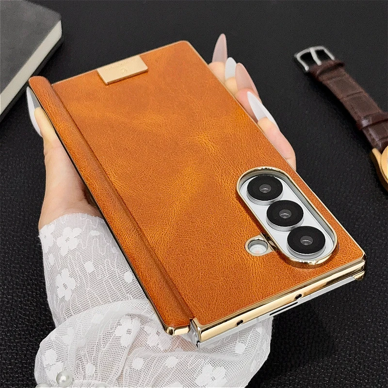 Luxury PU Leather Case with Electroplated Hinge Cover - 2-Piece Set