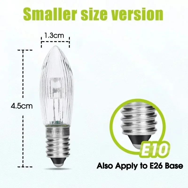 E10 LED 따뜻한 빛 유리 전구, 테이퍼 양초 교체 전구, 조명 촛불 아치, 욕실 주방 홈 램프 전구 장식