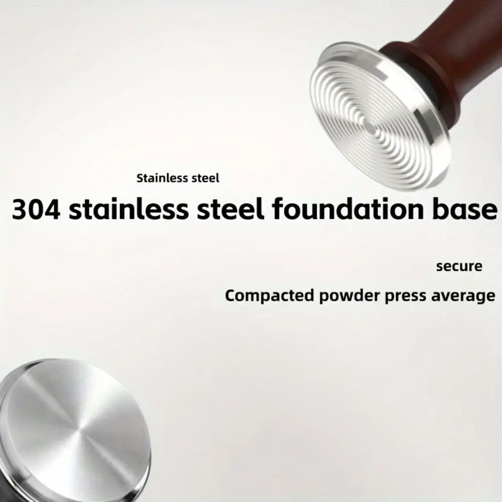 Portable 51/53/58MM Coffee Tamper Stainless Steel Base Wooden Handle Pressure Hammer Durable DIY Coffee Tool Espresso Making