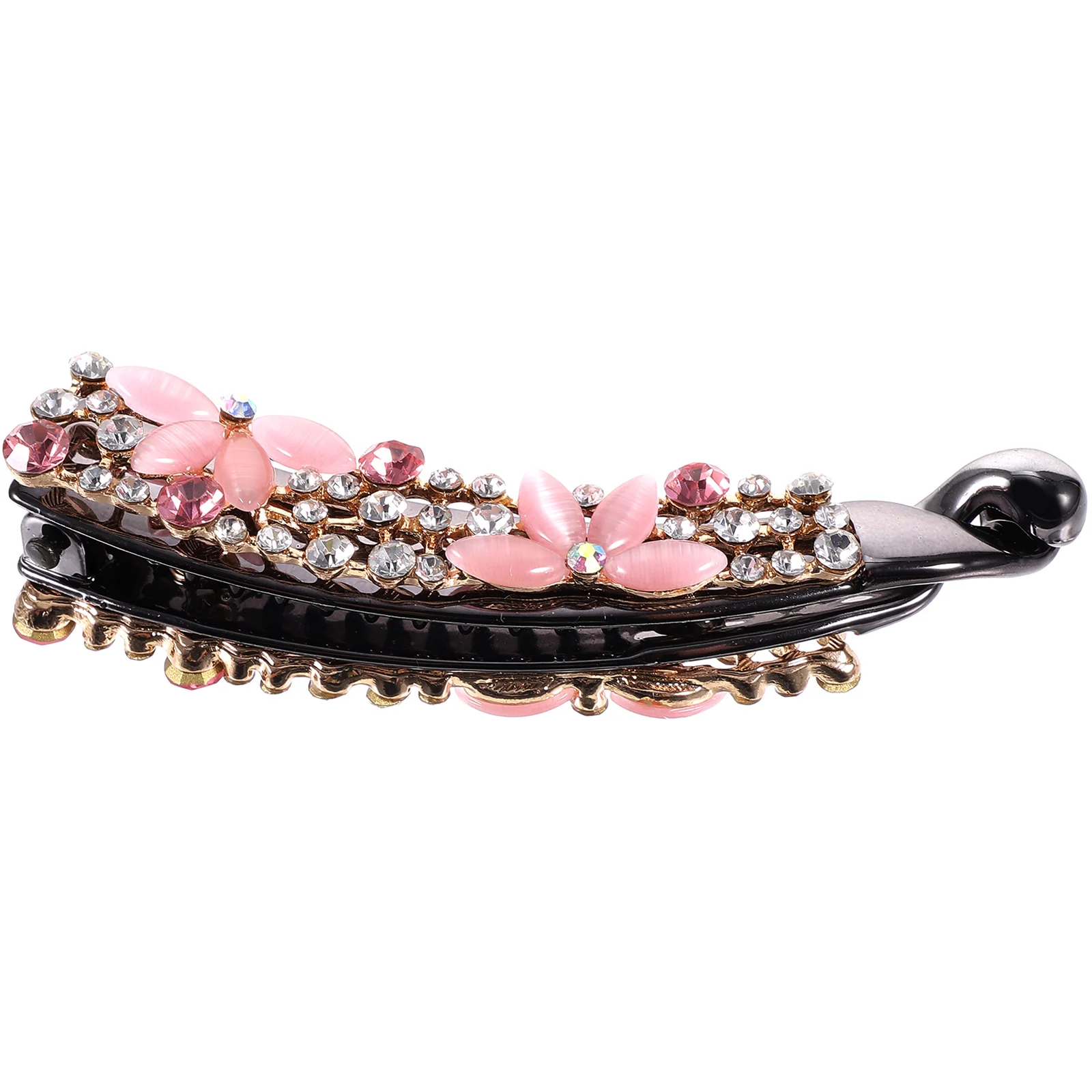 

Banana Hair Clip Thin Hair Ponytail Holder Rhinestone Hair Clip Women Hair Accessory