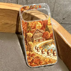 Autumn Forest Fallen Leaf Phone Case with Cute Hedgehog Design - Google Pixel 8 Pro (-1)