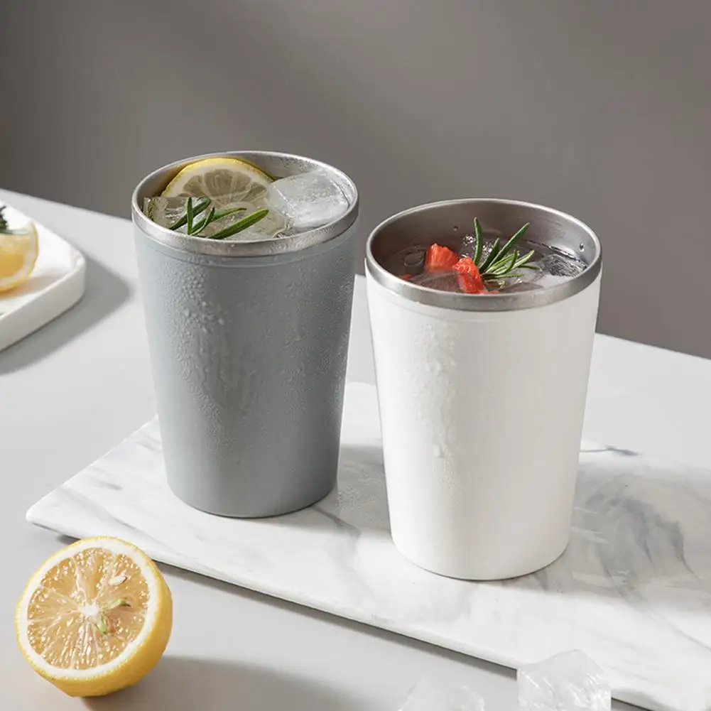 

NEW 420ml Bathroom Cup Modern Minimalist Double Layer Solid Color Stainless Steel Drink Cup Bathroom Accessories