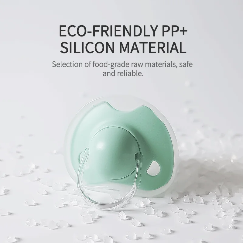 1 Pc Baby Pacifier With Pp Lid And Handle Liquid Silicone Nipple Infant Soother Bpa Free Round Day Use Flat Night Use Comfort