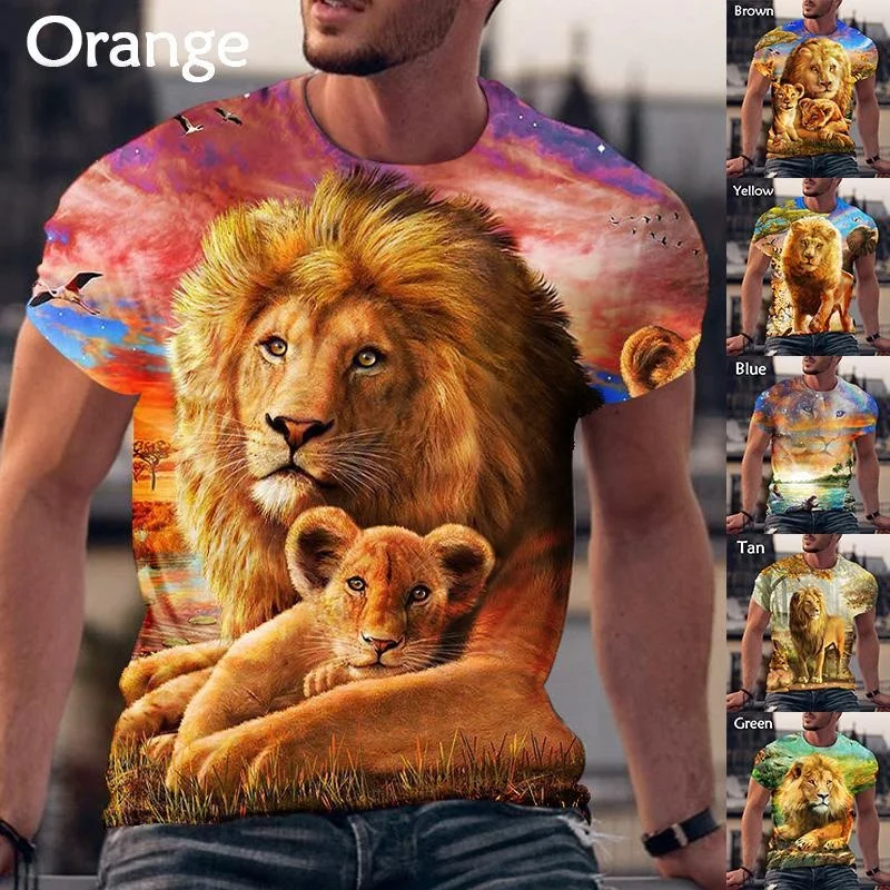 

Summer Men's T-shirt Funny Animal Lion 3d Printing T Shirt Fashion Casual Hip-hop Cool Short Sleeved