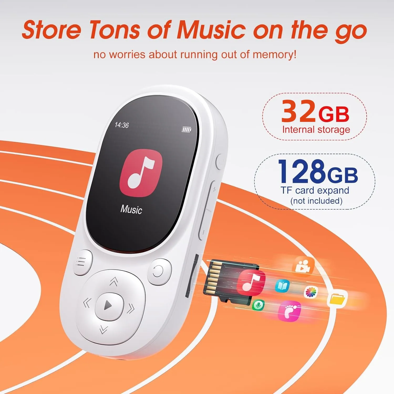 مشغل موسيقى MECHEN بسعة 32 جيجابايت ومشبك MP3 ودعم بلوتوث 5.3 - Image 6