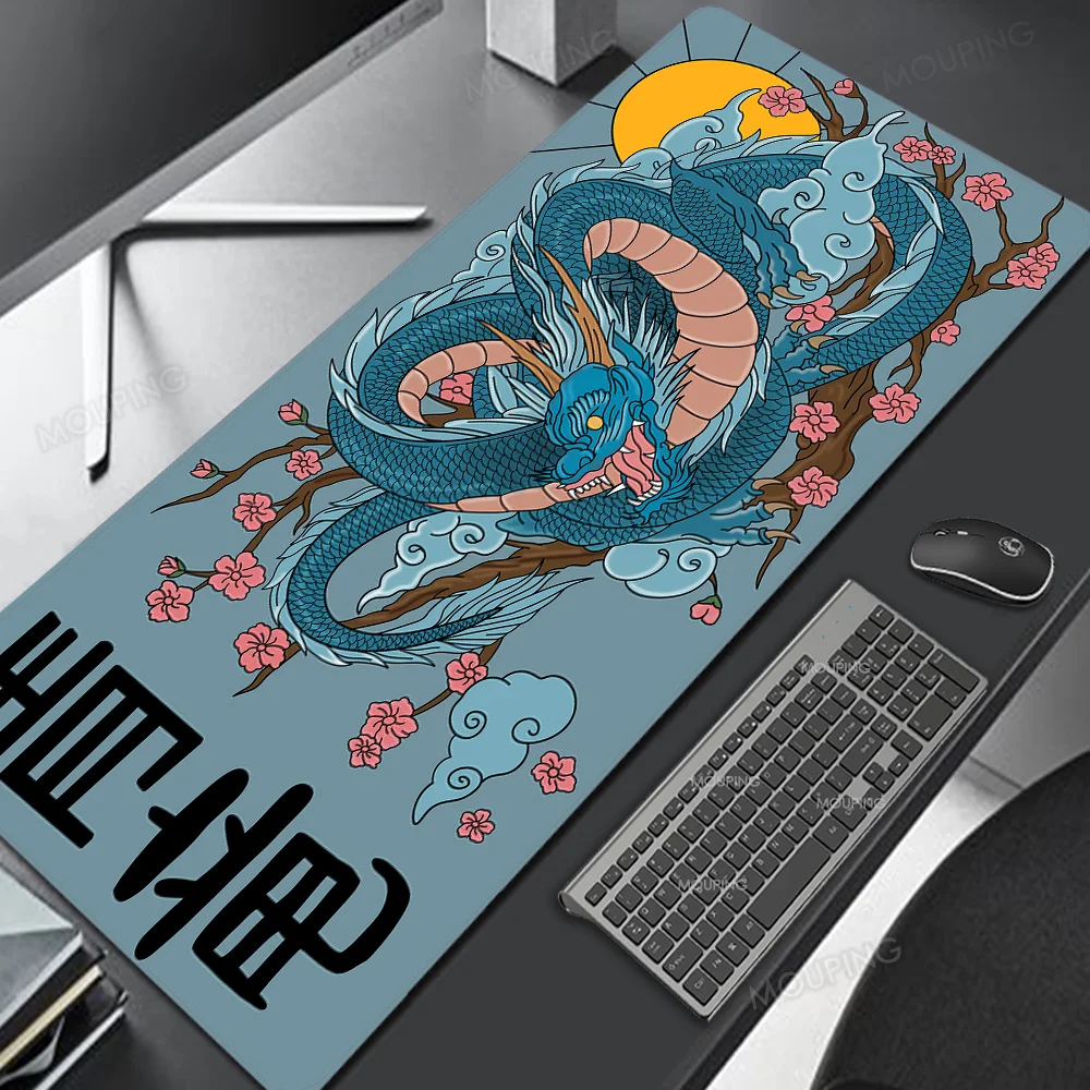 Yellow Dragon Gaming Mouse Pad Japão Deskmat Preto Playmat Laptop Anime Teclado Almofada de Borracha na Mesa Tapete pc - Imagem 5