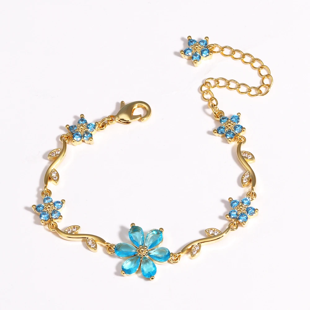 Elegant Floral CZ Bracelet with Bow Accent - Luxury Designer Jewelry Gift
