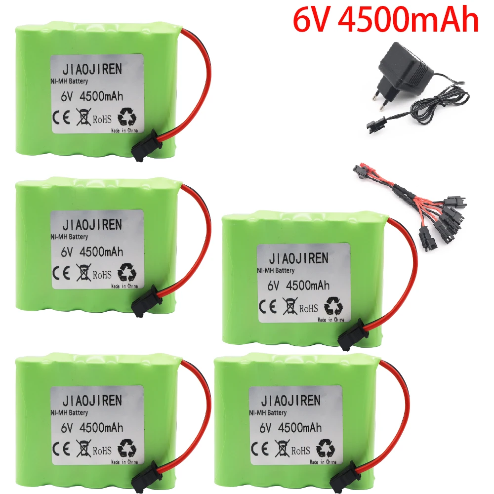 

6v 4500mah Ni-MH Battery + Charger For Rc toys Cars Tanks Trucks Robots Boats Guns 2400/3000mAh AA 6v Rechargeable Battery Pack