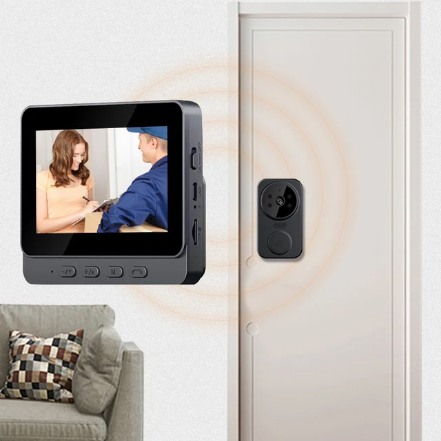 Timbre Inalámbrico Con Cámara - Pantalla 4.3", Visión Nocturna Y Audio Bidireccional