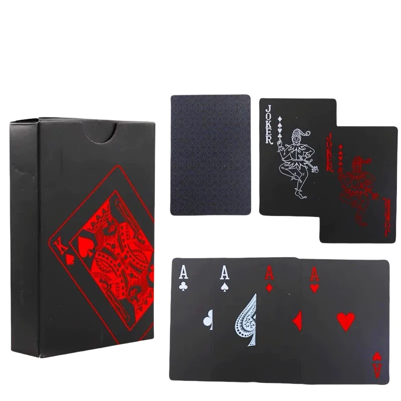 1 Set Black Foil Plated Poker Cards Waterproof Playing Card Limited Edition Collection Magic Poker Creative G playing cards,poker set