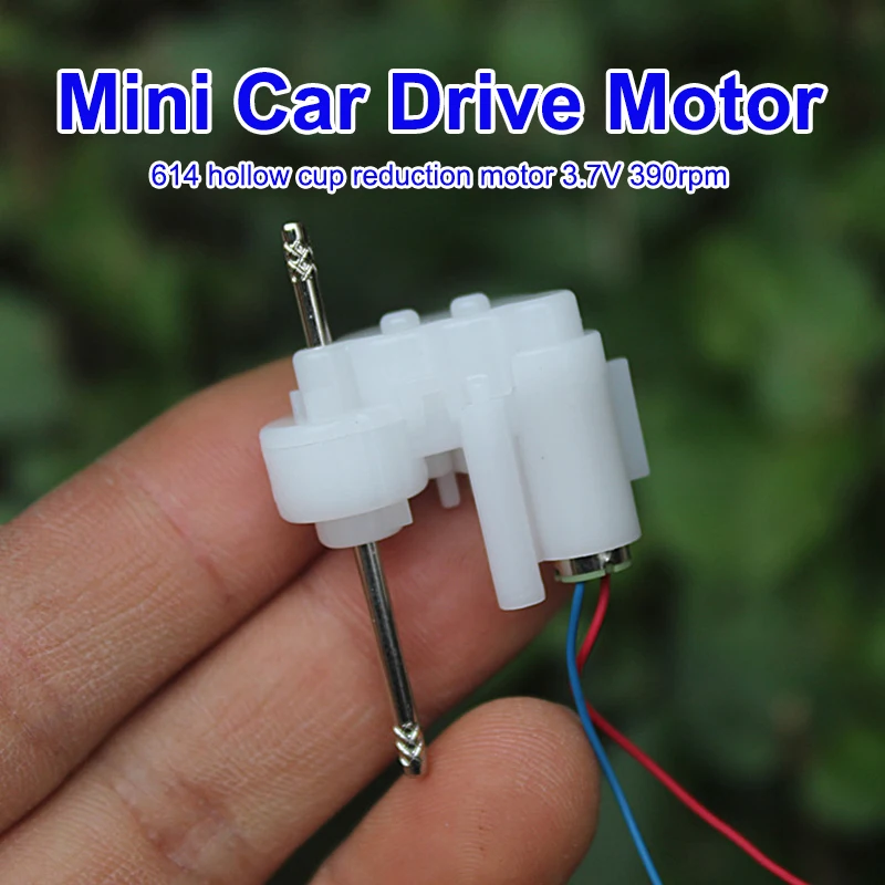 Vue latérale du mini motoréducteur DC 3.7V 390 tr/min, arbre de sortie et fixation