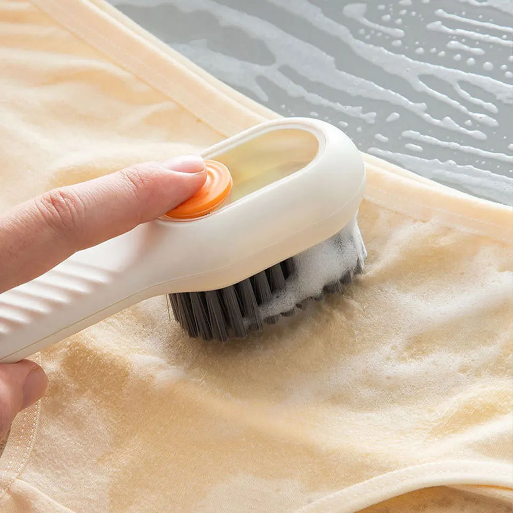 Multifunction Shoes Brush Soft Automatic Liquid Discharge Press Out Shoes Cleaner Clothes Long Handle Brushes Cleaning Tool 3