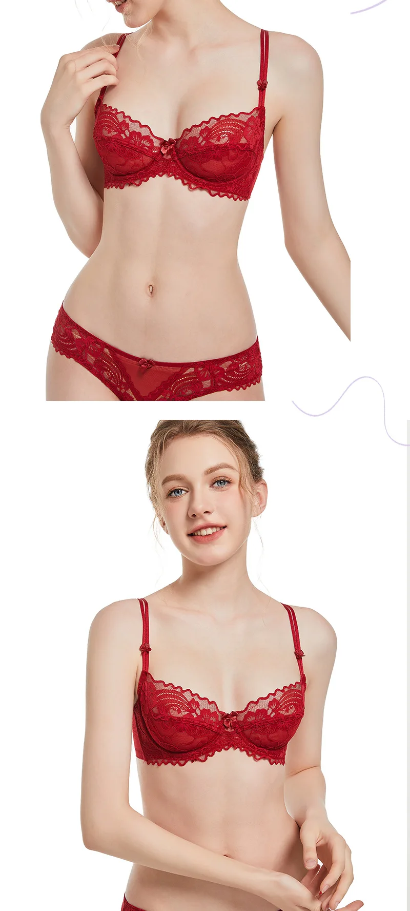 Logirlve Damen-Set, sexy, atmungsaktiv, ultradünn, Push-up-BH mit Spitzenhöschen, elegante Unterwäsche für den täglichen Gebrauch – Detail 11