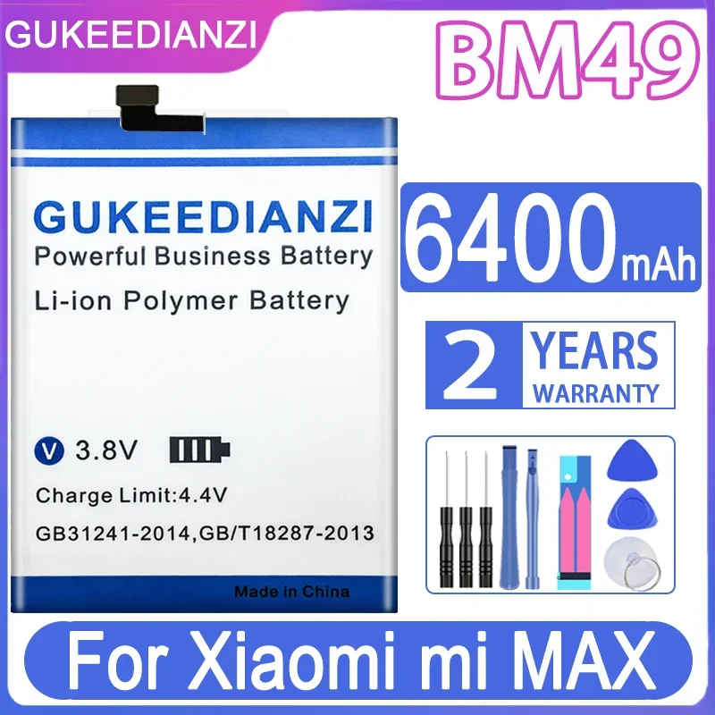

Сменный аккумулятор GUKEEDIANZI для Xiao Mi BM49 BM 49 6400 мАч, батарея для Xiaomi Mi MAX + Бесплатные инструменты