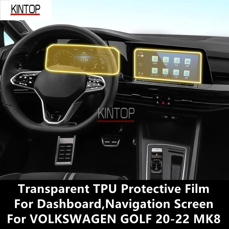 

For VOLKSWAGEN GOLF 20-22 MK8 Dashboard,Navigation Transparent TPU Protective Film Anti-scratch Repair Film Accessories Refit