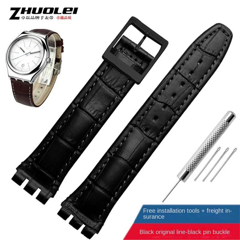 Genuine Leather Watch Strap with Steel Buckle in Multiple Colors