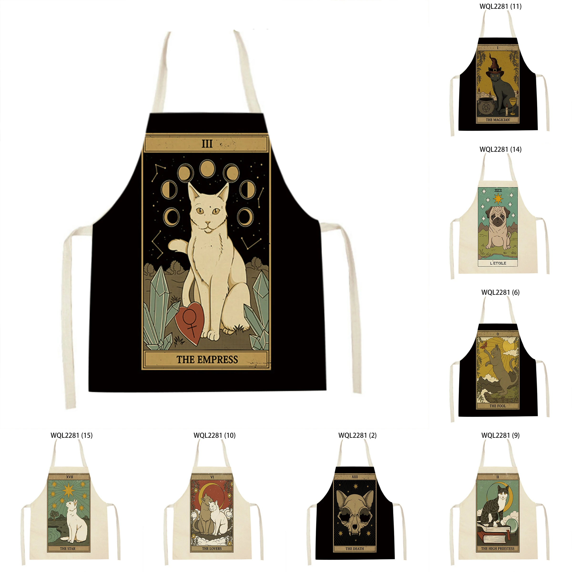 

Tarot Card Pattern Abstract Printing "Clean Art Apron Sleeveless Home Cooking Kitchen Apron Chef Wearing Adult Bib Anti-Greasy