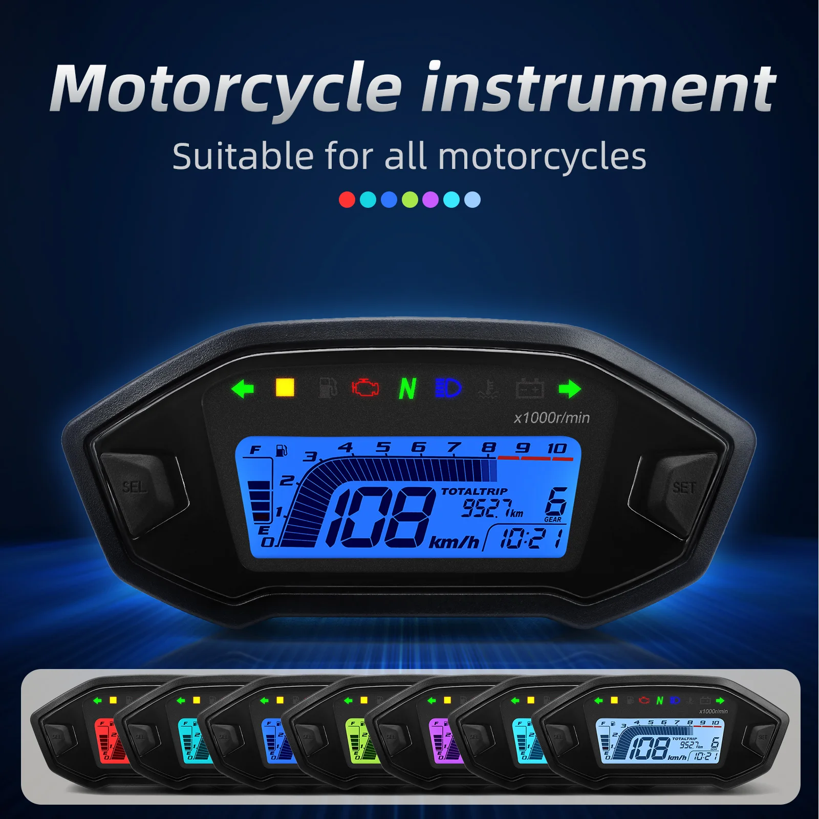Digitale Motor Snelheidsmeter Geloo - Toerenteller, 199 Km/u, 12V, Universeel Voor 1,2,4 Cilinder Digitale Kilometerteller