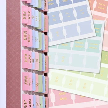 105 Separatori per Planner in Colori Pastello, Indici con Foglia d'Oro e Pagine Vuote, Separatori Autoadesivi Laminati per Diari e Agende