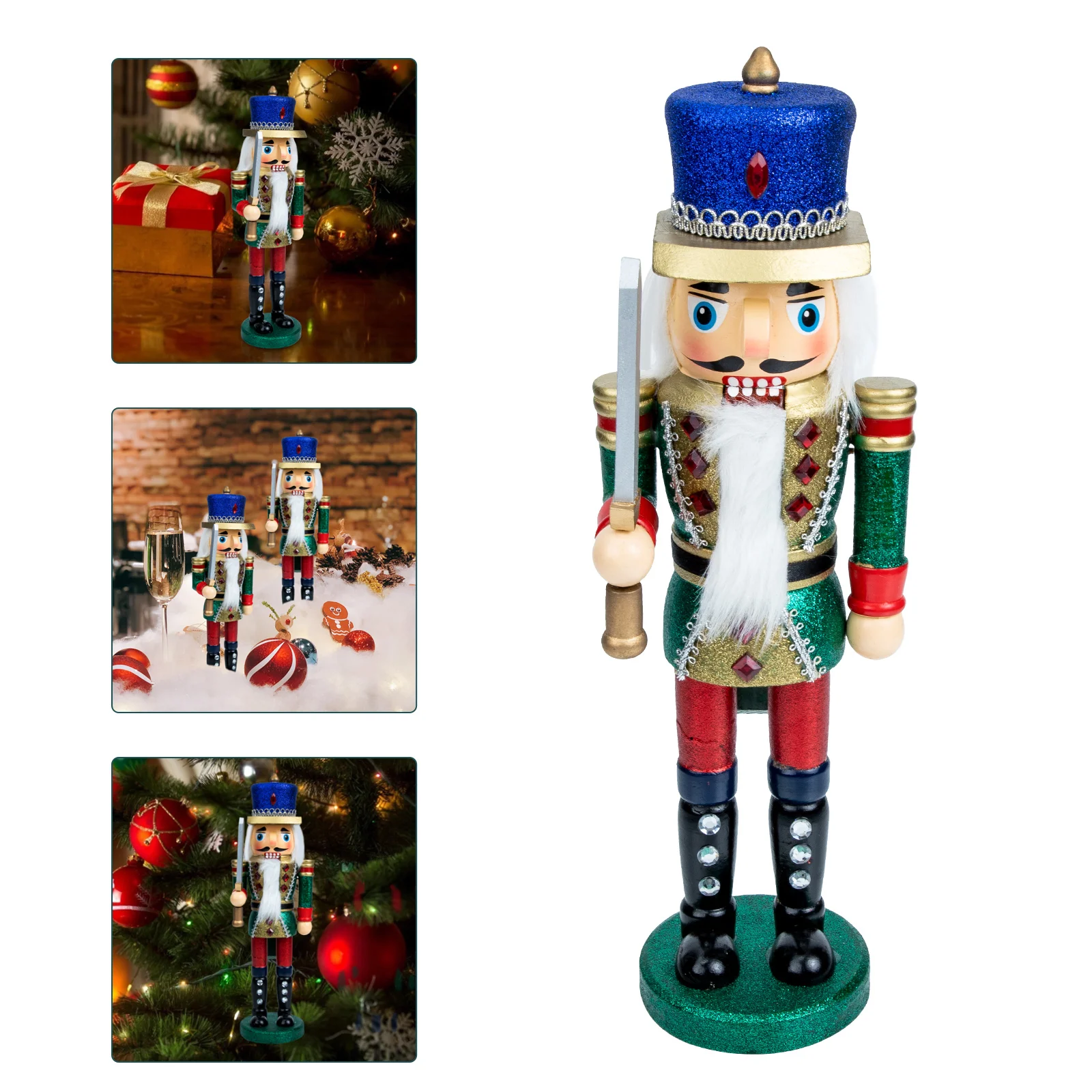 

35cm Wooden Nutcracker Puppet Figurine Walnuts Soldier Doll Handcraft Ornament New Year Desktop Decoration Navidad